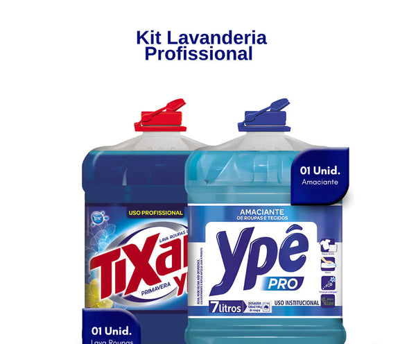 Kit Lavandeira: Lava Roupas Líquido Profissional Tixan Ypê 7L + Amaciante de Roupas e Tecidos Ypê Pro 7L