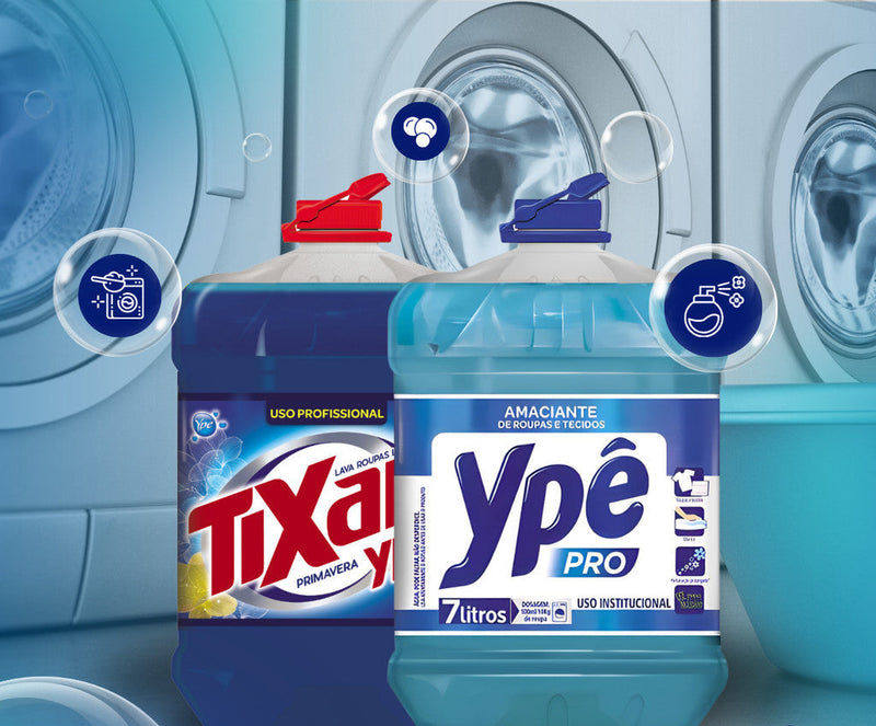 Kit Lavandeira: Lava Roupas Líquido Profissional Tixan Ypê 7L + Amaciante de Roupas e Tecidos Ypê Pro 7L