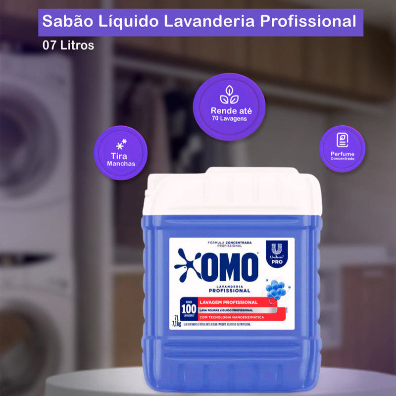 Lava Roupas Lavanderia Pro Líquido 7L Omo