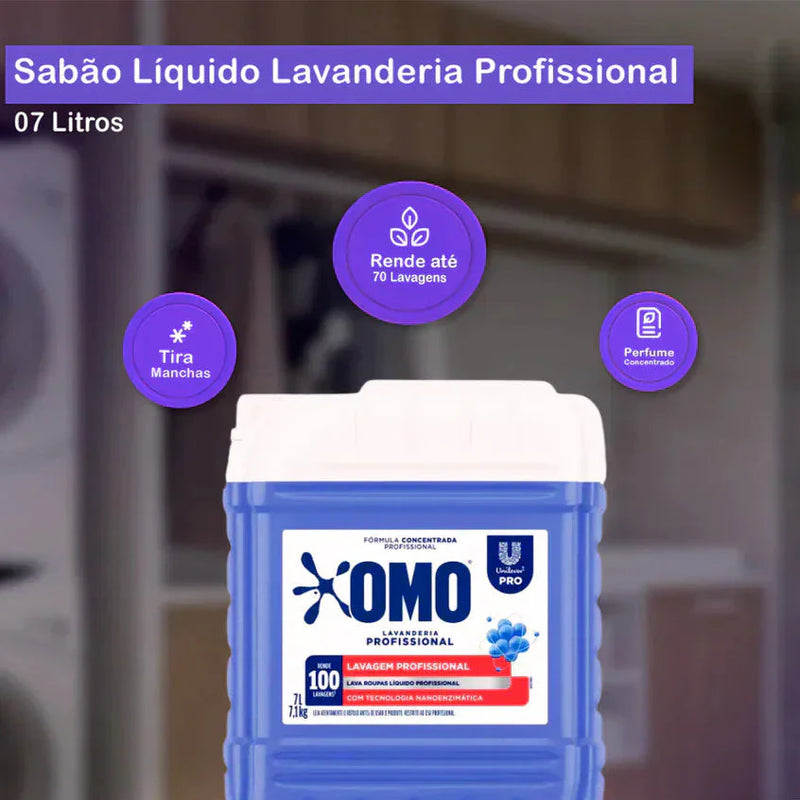 Kit 2und Lava Roupas Líquido Lavanderia Pro Omo 7L cada