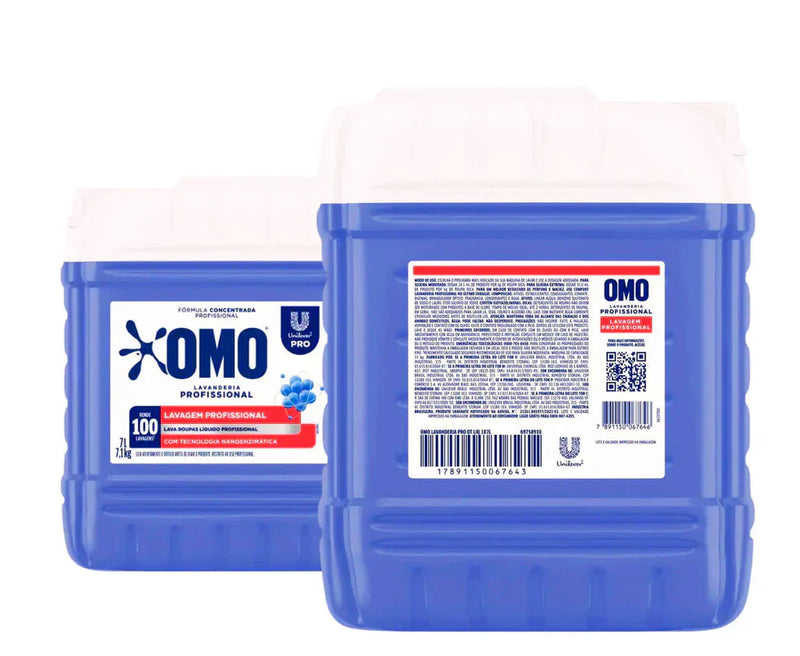Kit 2und Lava Roupas Líquido Lavanderia Pro Omo 7L cada